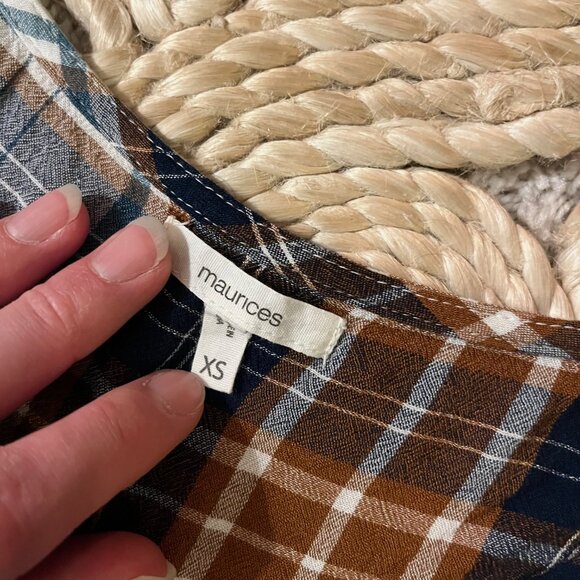 Maurices Flannel Elastic Waist Blouse - Picture 2 of 3